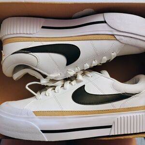 Nike White and Black Sneakers with Gum Accents